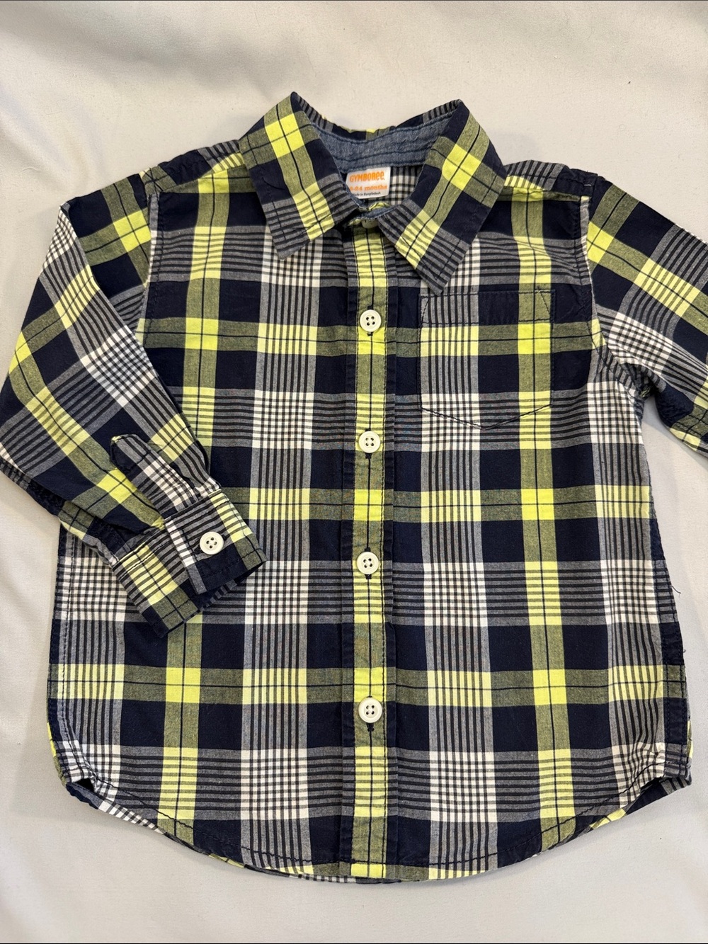 Gymboree Boys Navy & Yellow Plaid Button-Down Shirt